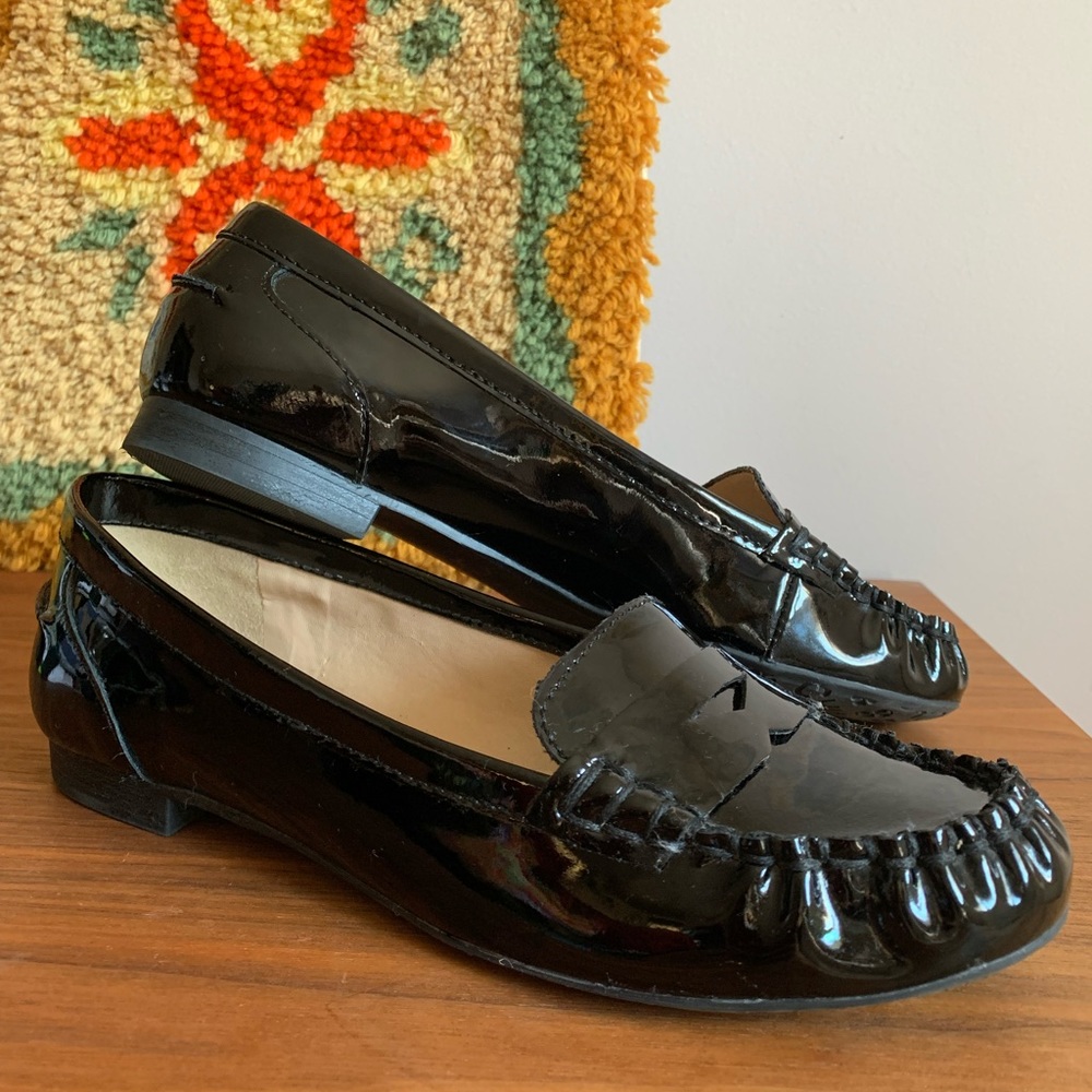 Arturo Chiang Black Patent Leather Loafers Size 7.5